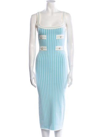 Alessandra Rich Striped Midi Length Dress