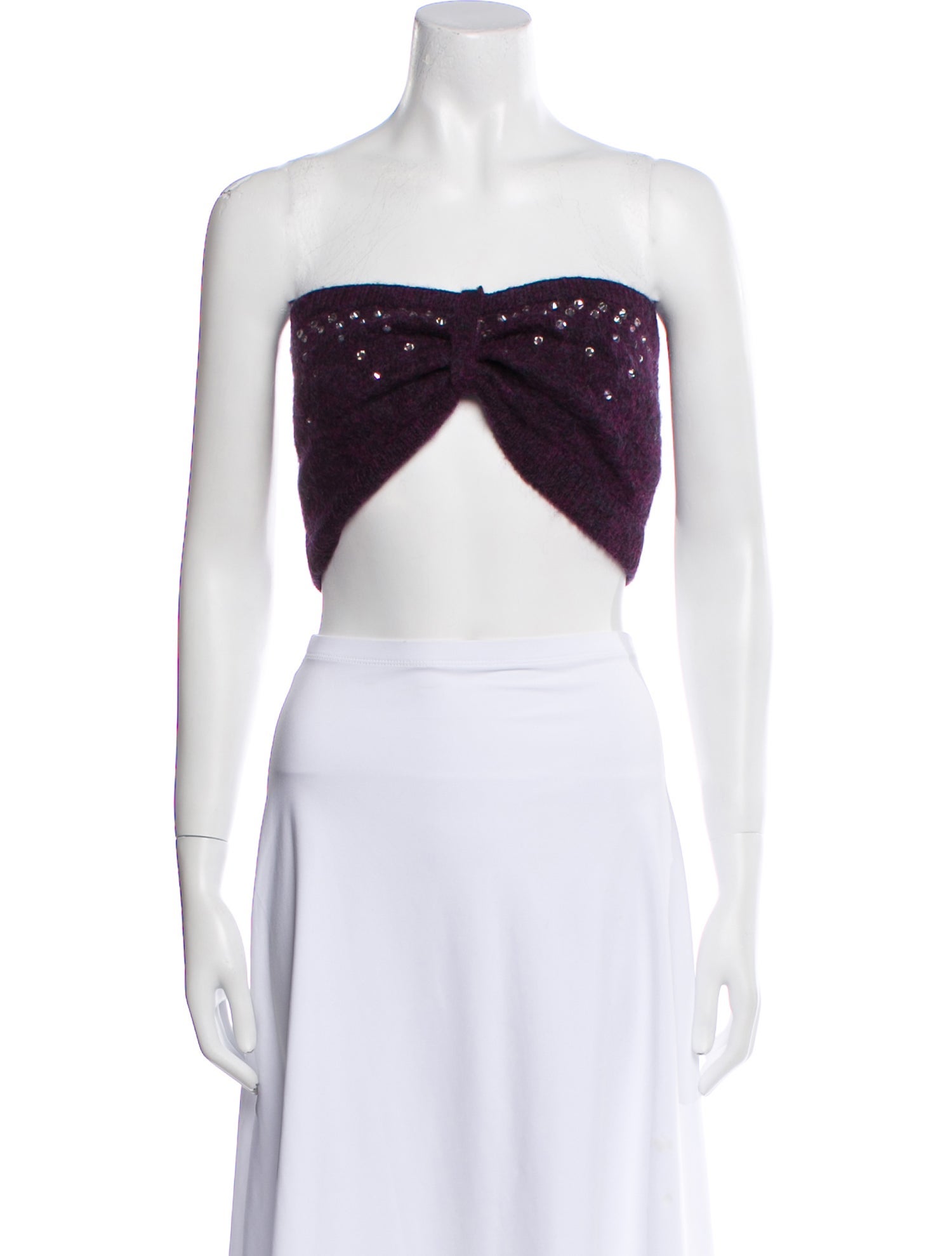 Alessandra Rich Mohair Strapless Crop Top