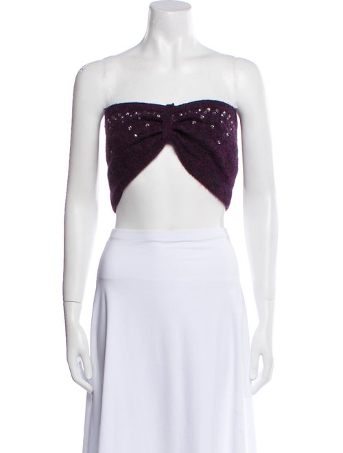 Alessandra Rich Mohair Strapless Crop Top