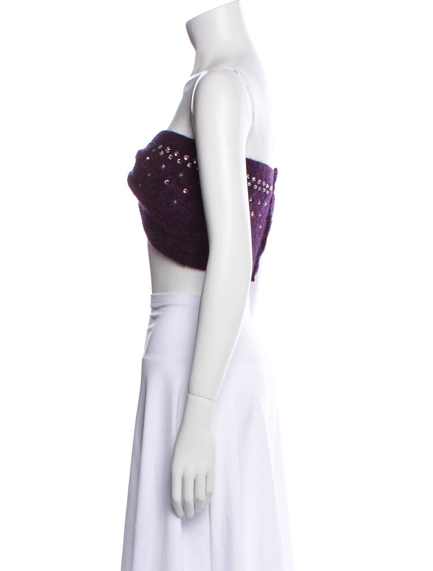 Alessandra Rich Mohair Strapless Crop Top