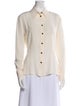 Alessandra Rich Silk Long Sleeve Button-Up Top