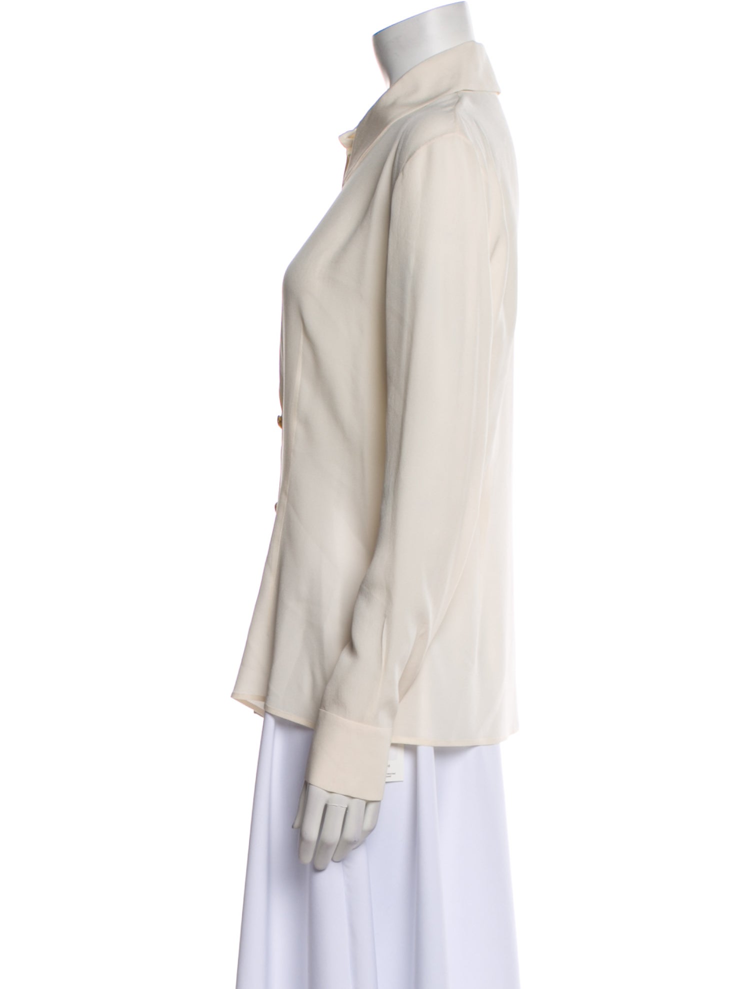 Alessandra Rich Silk Long Sleeve Button-Up Top