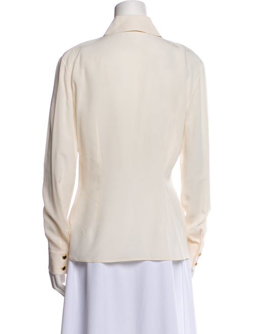 Alessandra Rich Silk Long Sleeve Button-Up Top