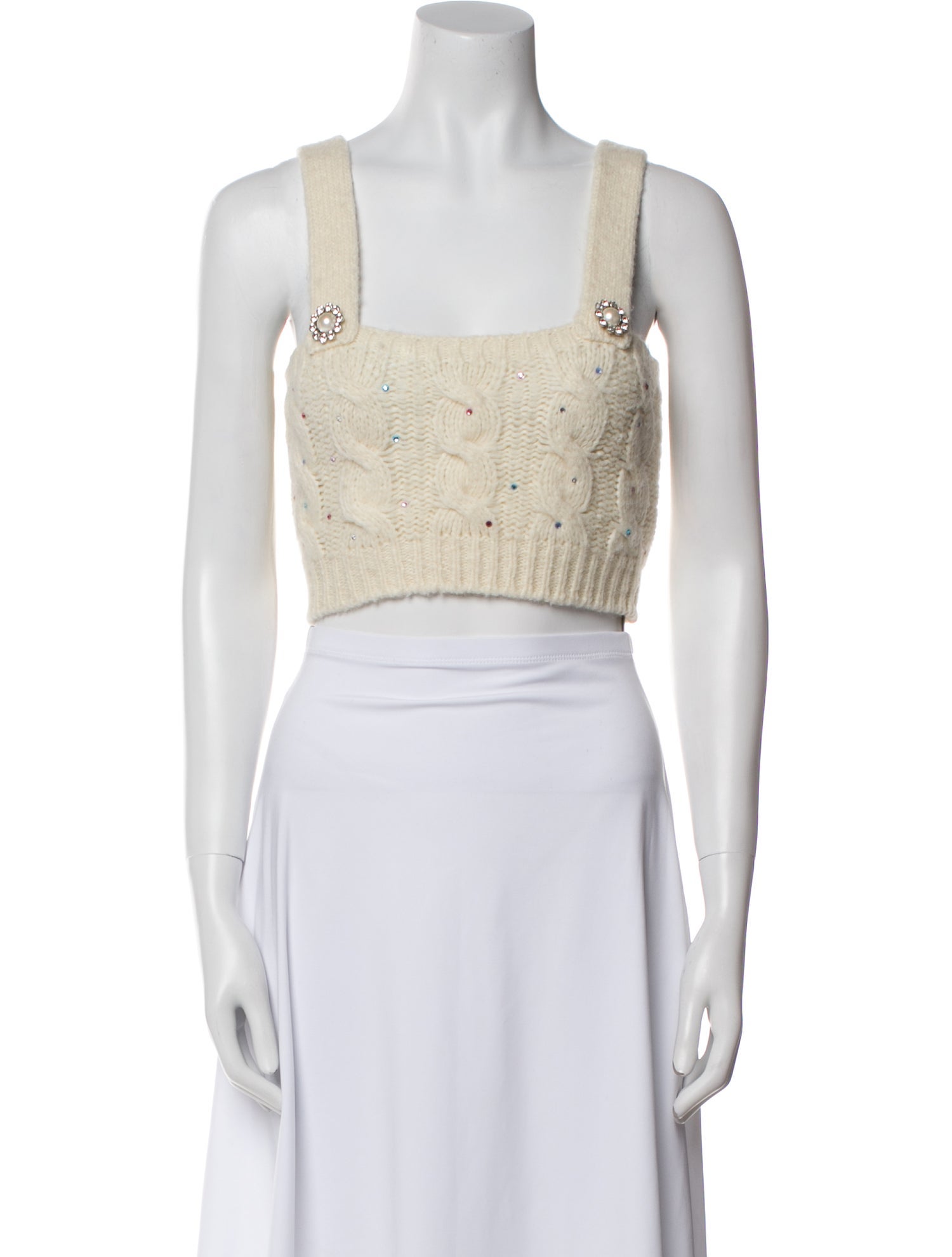 Alessandra Rich Alpaca Square Neckline Crop Top