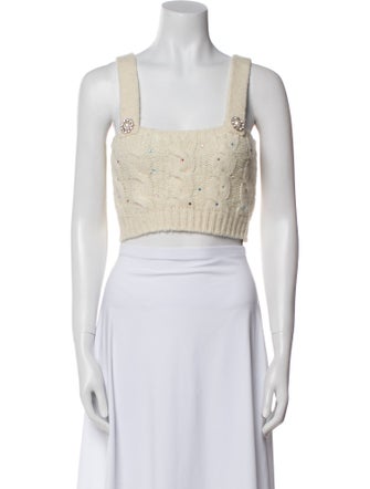 Alessandra Rich Alpaca Square Neckline Crop Top