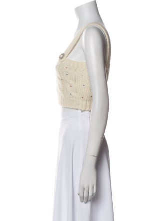 Alessandra Rich Alpaca Square Neckline Crop Top