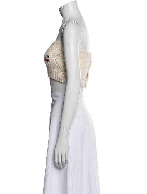 Alessandra Rich Alpaca Floral Print Crop Top