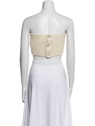 Alessandra Rich Alpaca Floral Print Crop Top