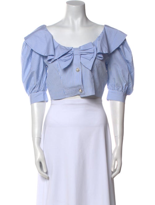 Alessandra Rich Striped Off-The-Shoulder Crop Top