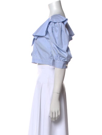 Alessandra Rich Striped Off-The-Shoulder Crop Top