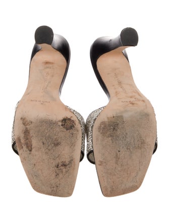 Alessandra Rich Leather Crystal Embellishments Slides