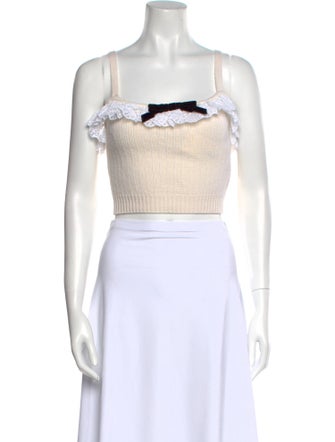 Alessandra Rich Wool Square Neckline Crop Top