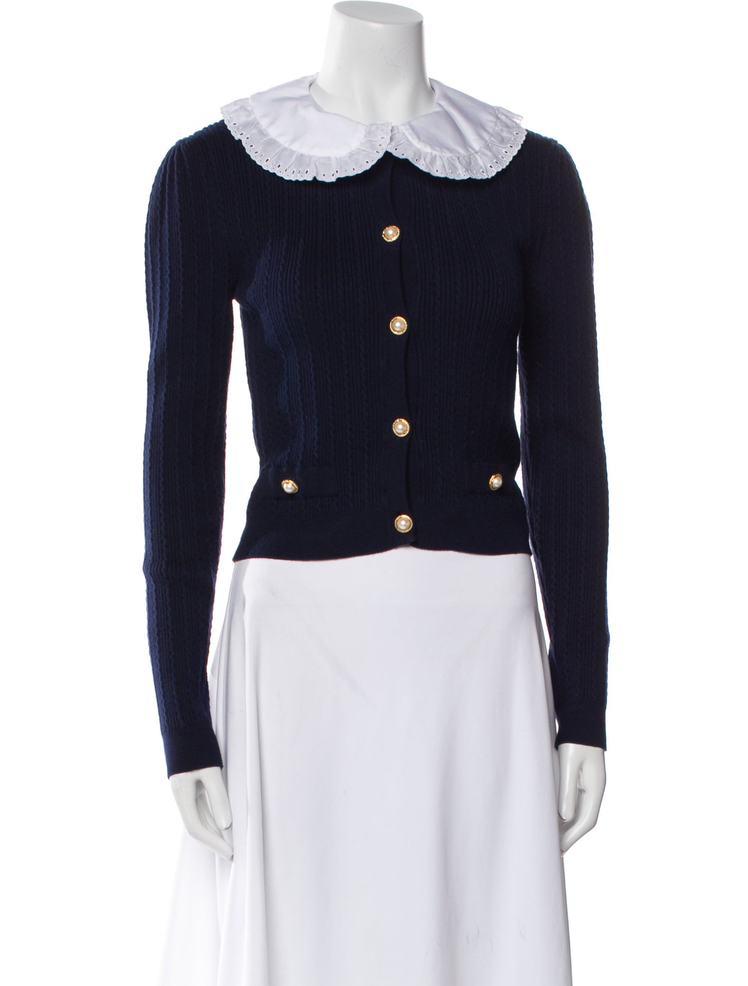 Alessandra Rich Colorblock Pattern Crew Neck Sweater