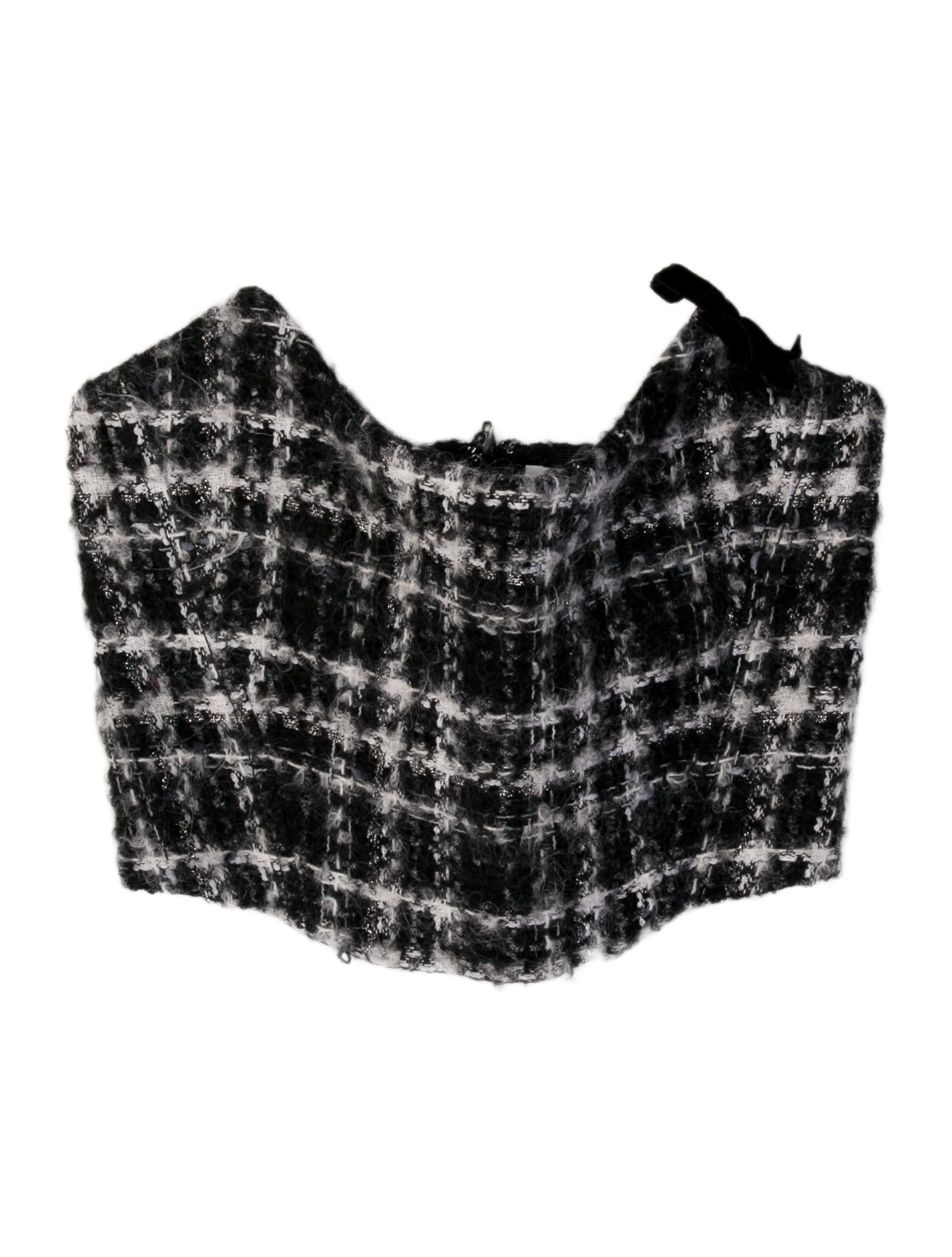 Alessandra Rich Mohair Tweed Pattern Crop Top