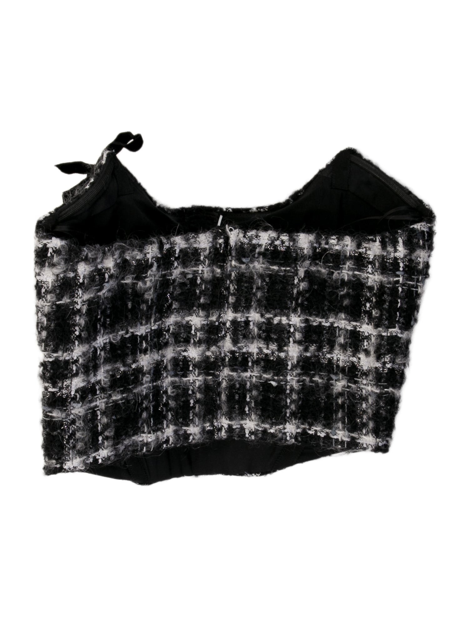 Alessandra Rich Mohair Tweed Pattern Crop Top