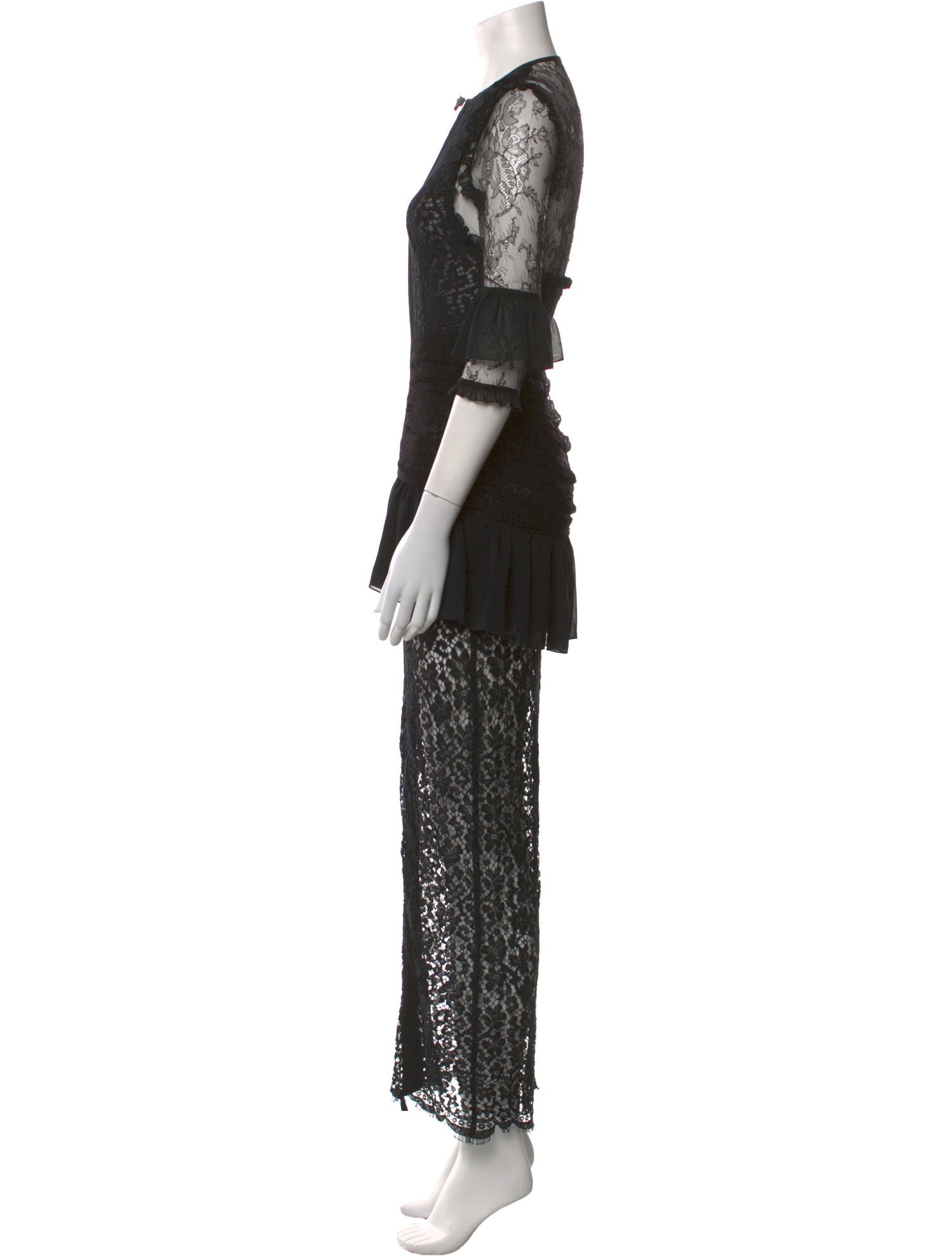 Alessandra Rich Lace Pattern Long Dress