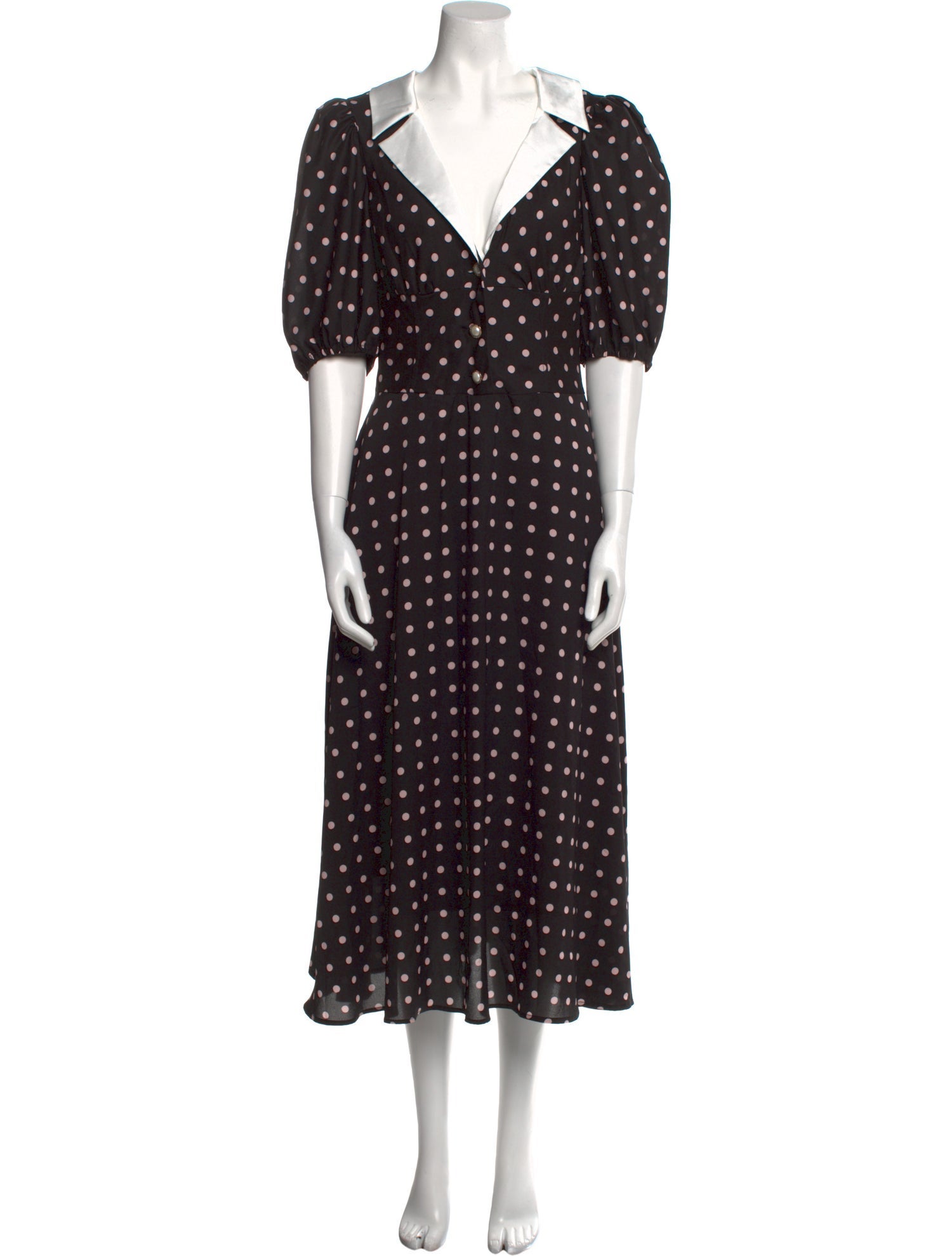 Alessandra Rich Polka Dot Print Long Dress in Black, Women's XS Alessandra Rich Polka Dot Print Long Dress in Black, Women's XS