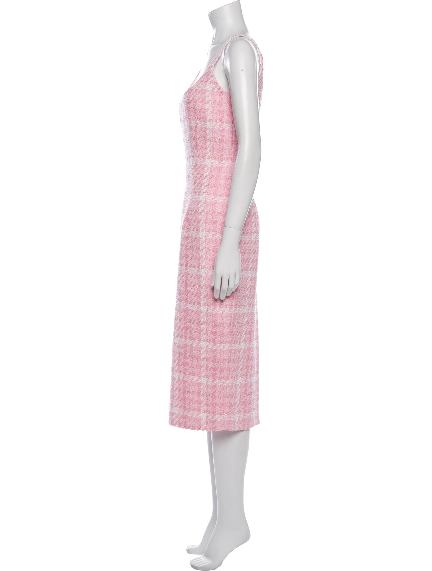 Alessandra Rich Plaid Print Midi Length Dress