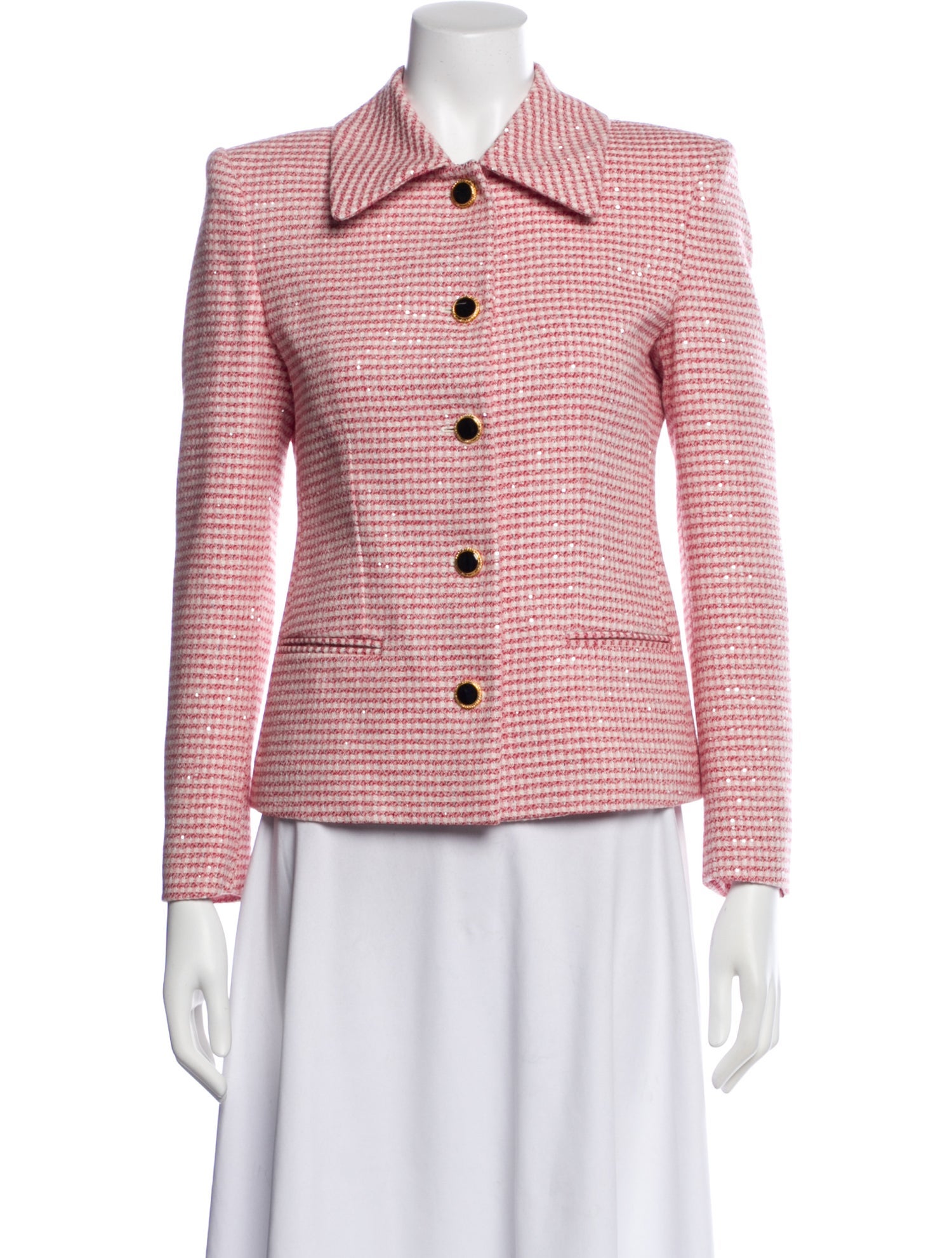 Alessandra Rich Virgin Wool Tweed Pattern Blazer
