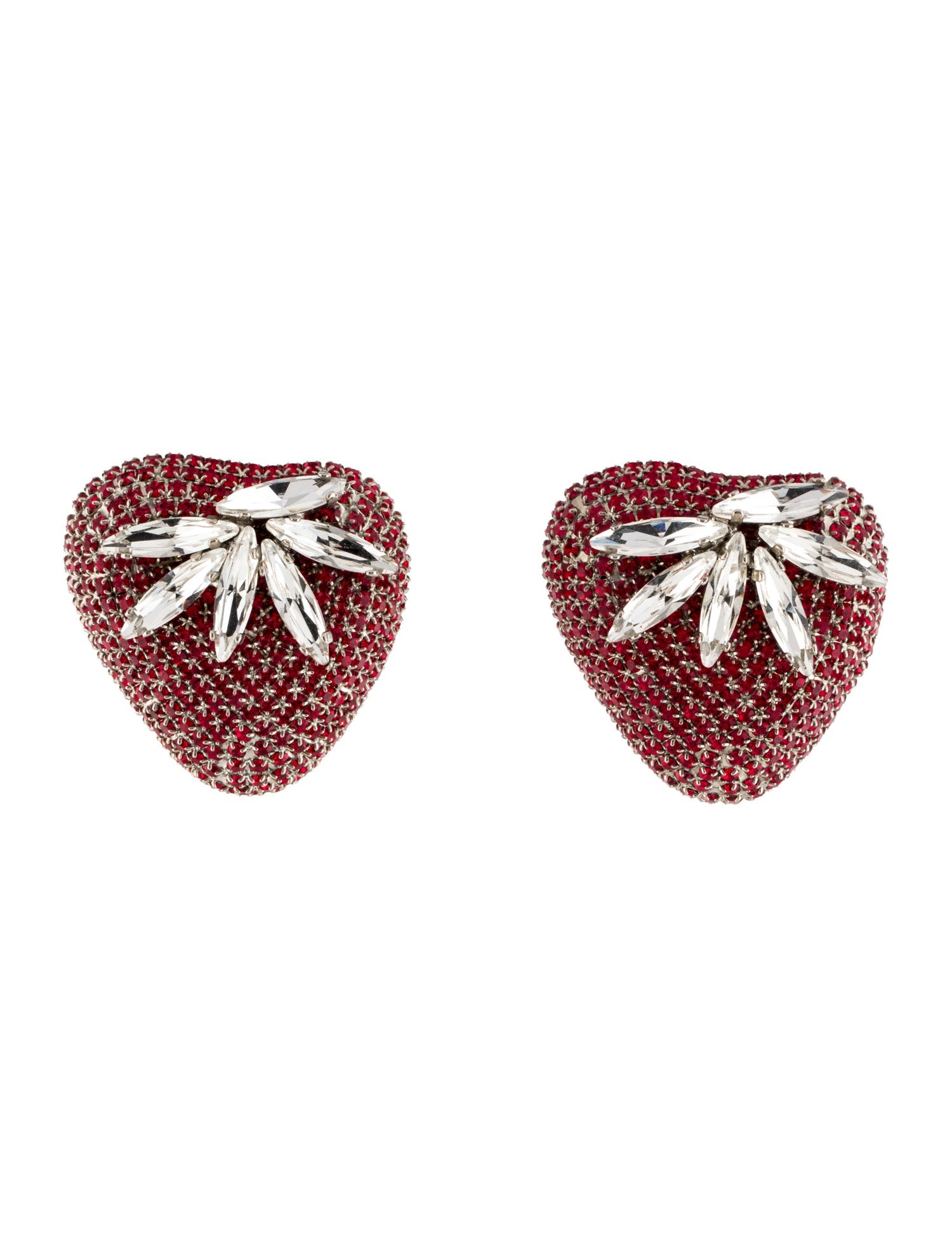 Alessandra Rich Crystal Strawberry Clip-On Earrings