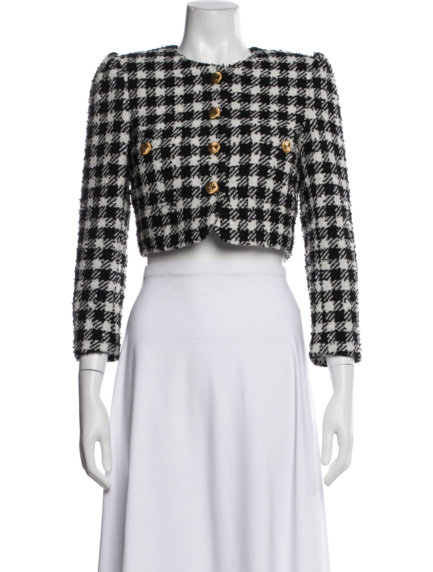 Alessandra Rich Virgin Wool Plaid Print Bolero