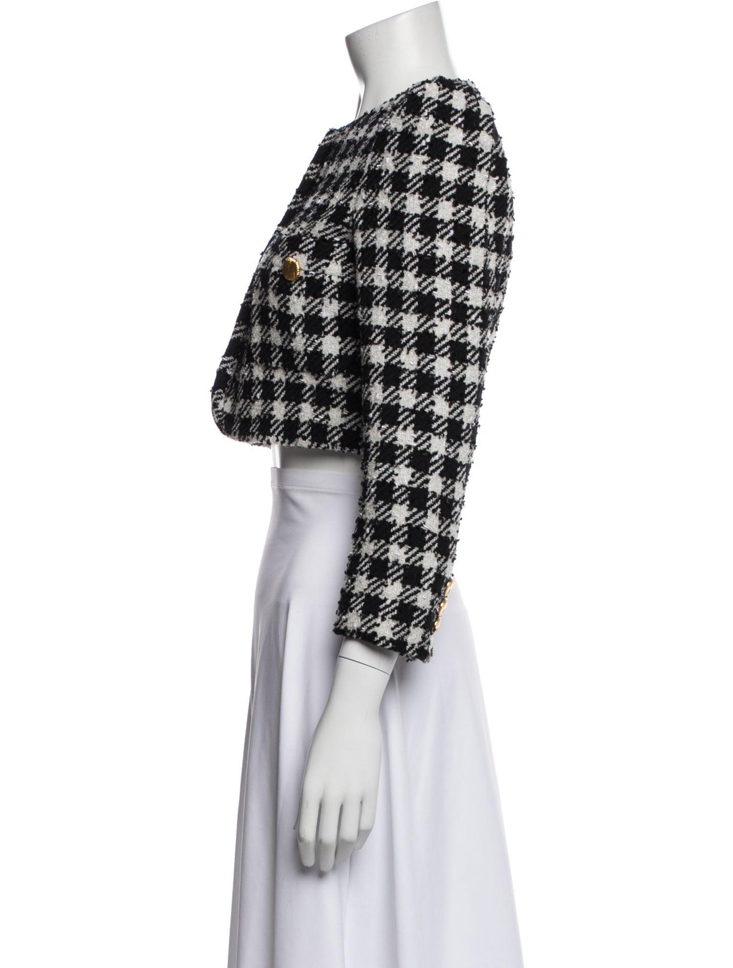 Alessandra Rich Virgin Wool Plaid Print Bolero