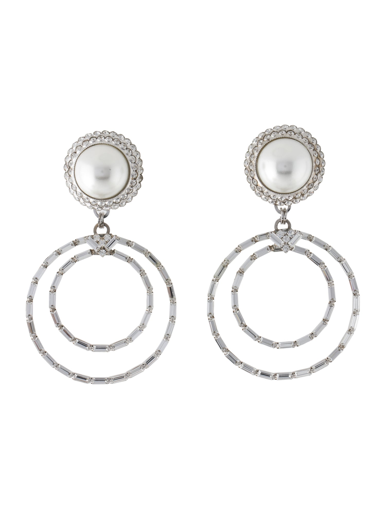 Alessandra Rich Crystal & Faux Pearl Drop Clip On Earrings
