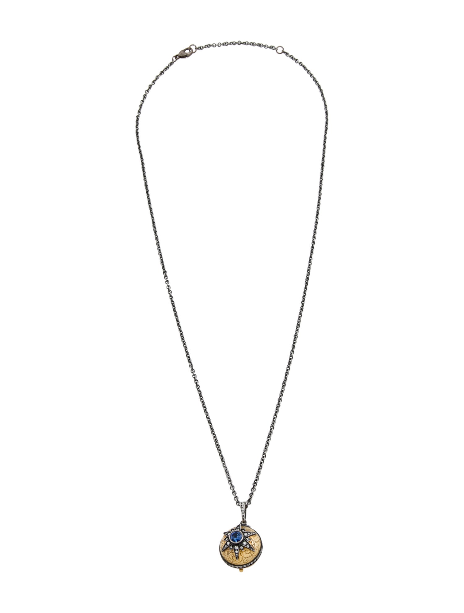 Arman Sarkisyan Sapphire & Diamond Starburst Poison Ball Locket Pendant Necklace