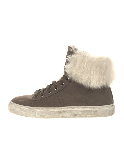Army by Yves Salomon Canvas Faux Fur Trim Sneakers