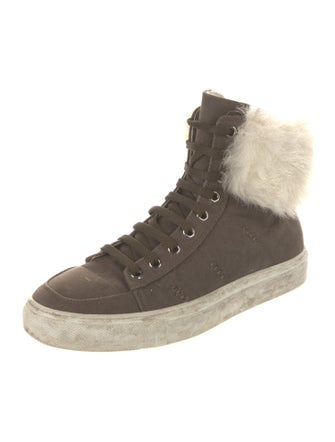 Army by Yves Salomon Canvas Faux Fur Trim Sneakers