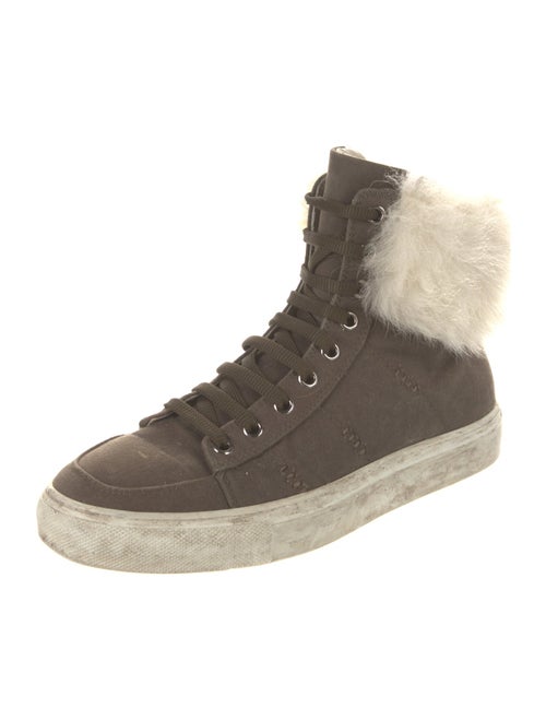 Army by Yves Salomon Canvas Faux Fur Trim Sneakers