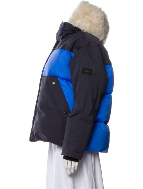 Army by Yves Salomon Lamb Leather Colorblock Pattern Down Jacket