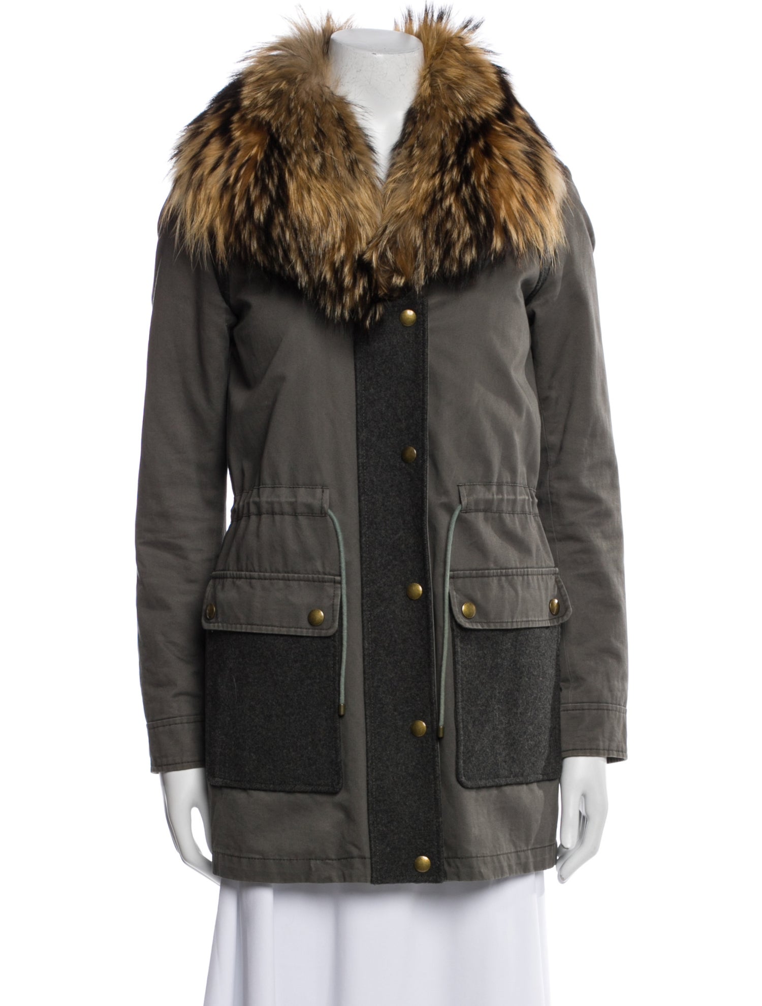 Army by Yves Salomon Colorblock Pattern Fur Coat