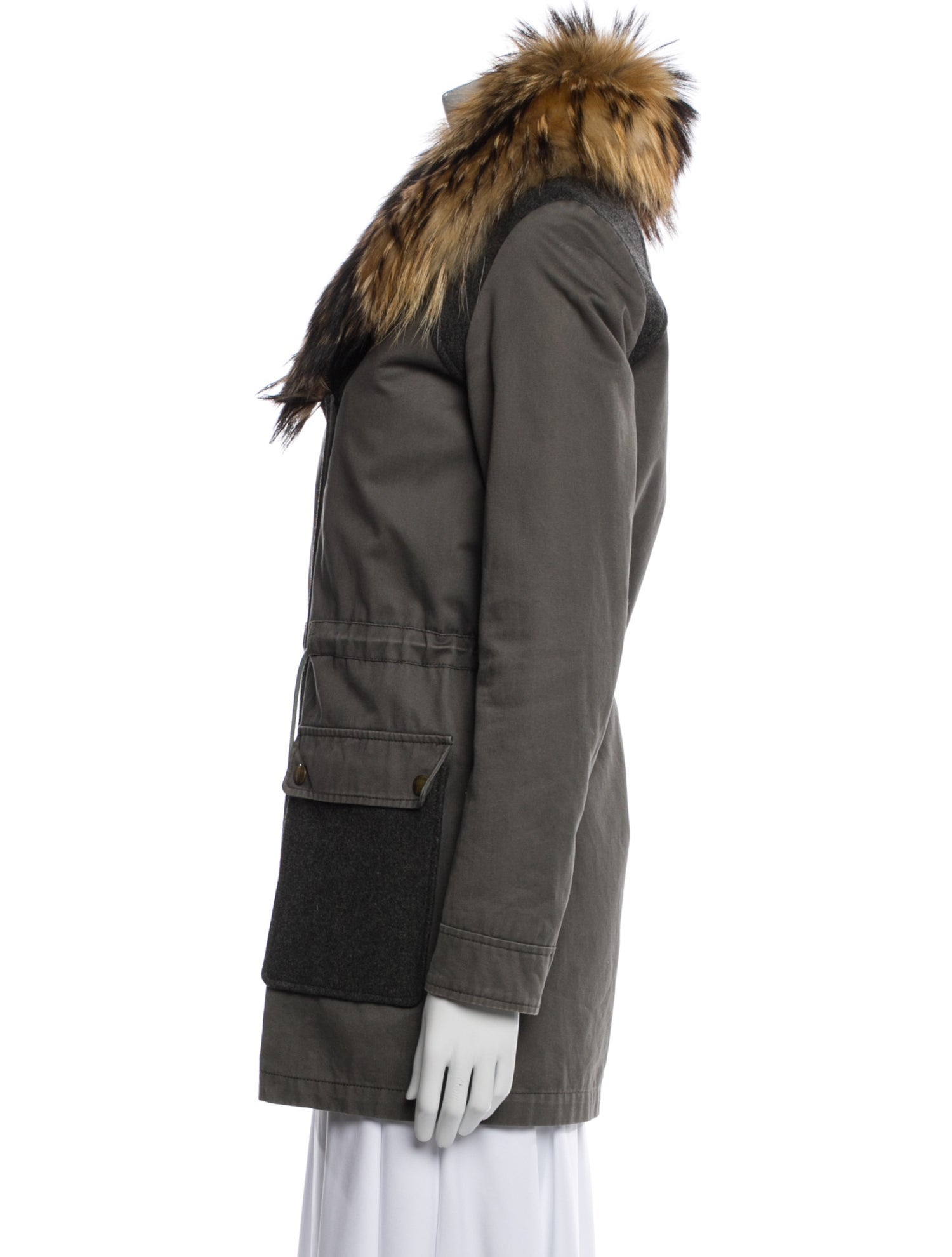 Army by Yves Salomon Colorblock Pattern Fur Coat