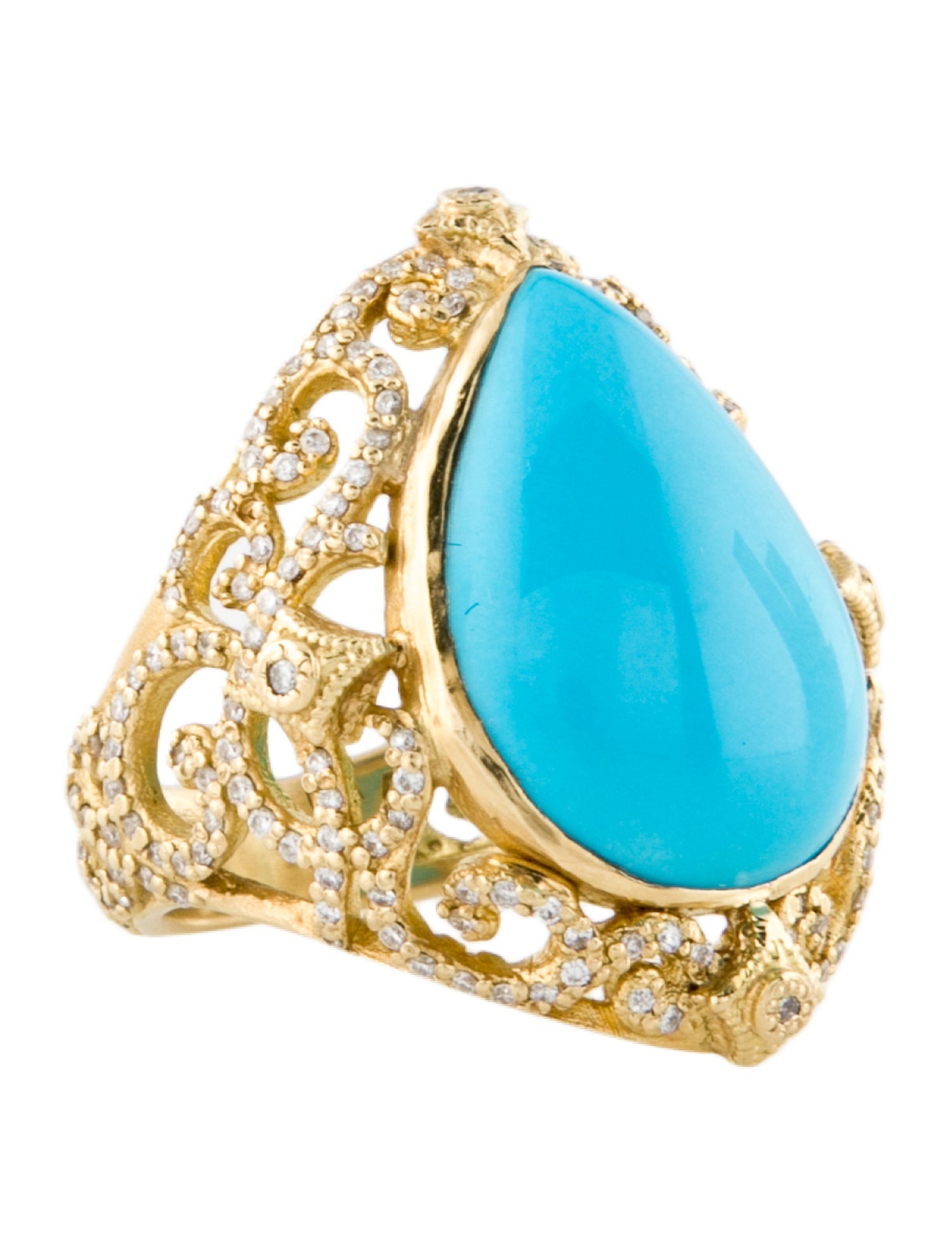 Ring 18K 34.31ct Opal & Diamond Cocktail Ring RhodiumPlated 18K