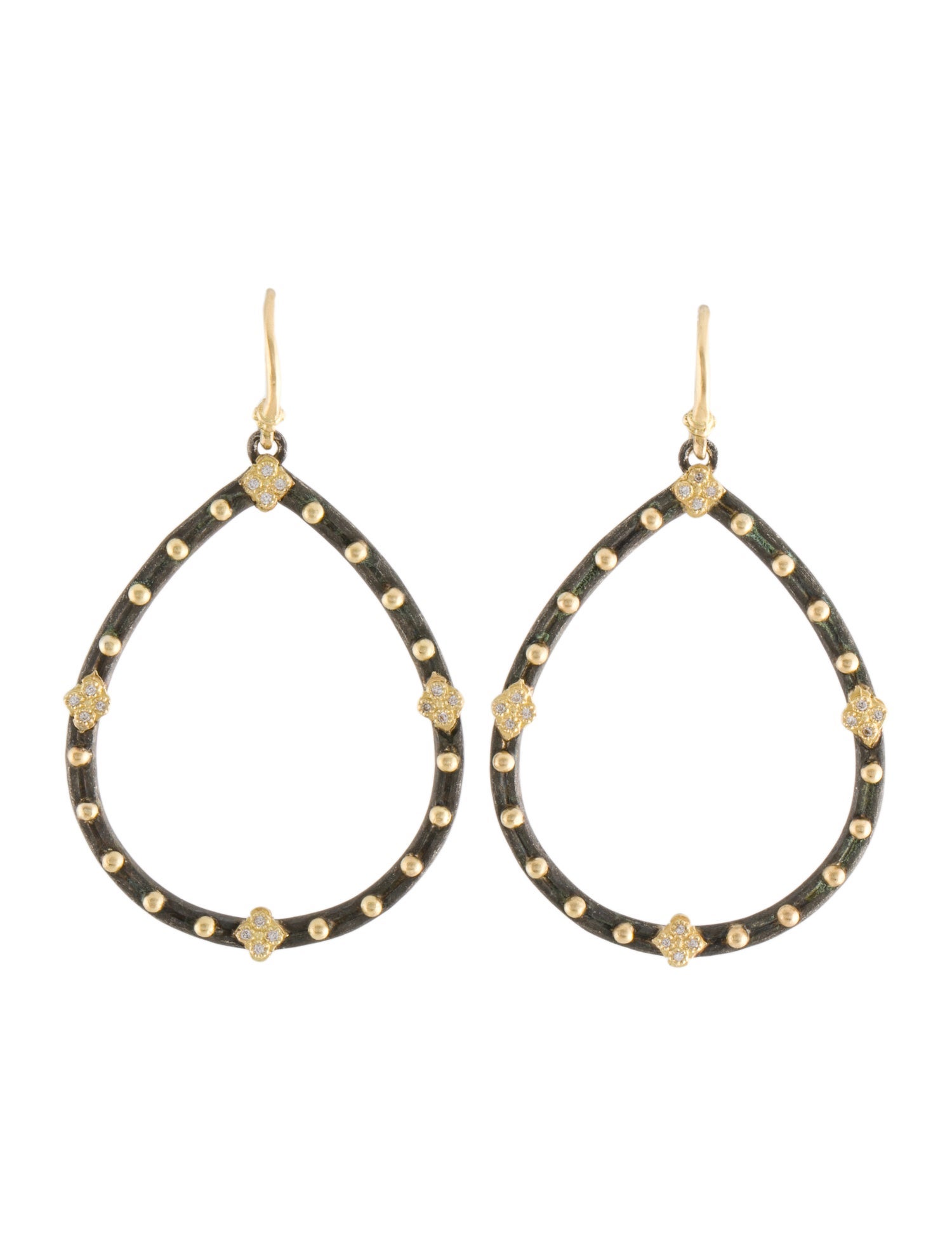 Armenta Two-Tone Diamond Old World Champagne Open Pear Earrings