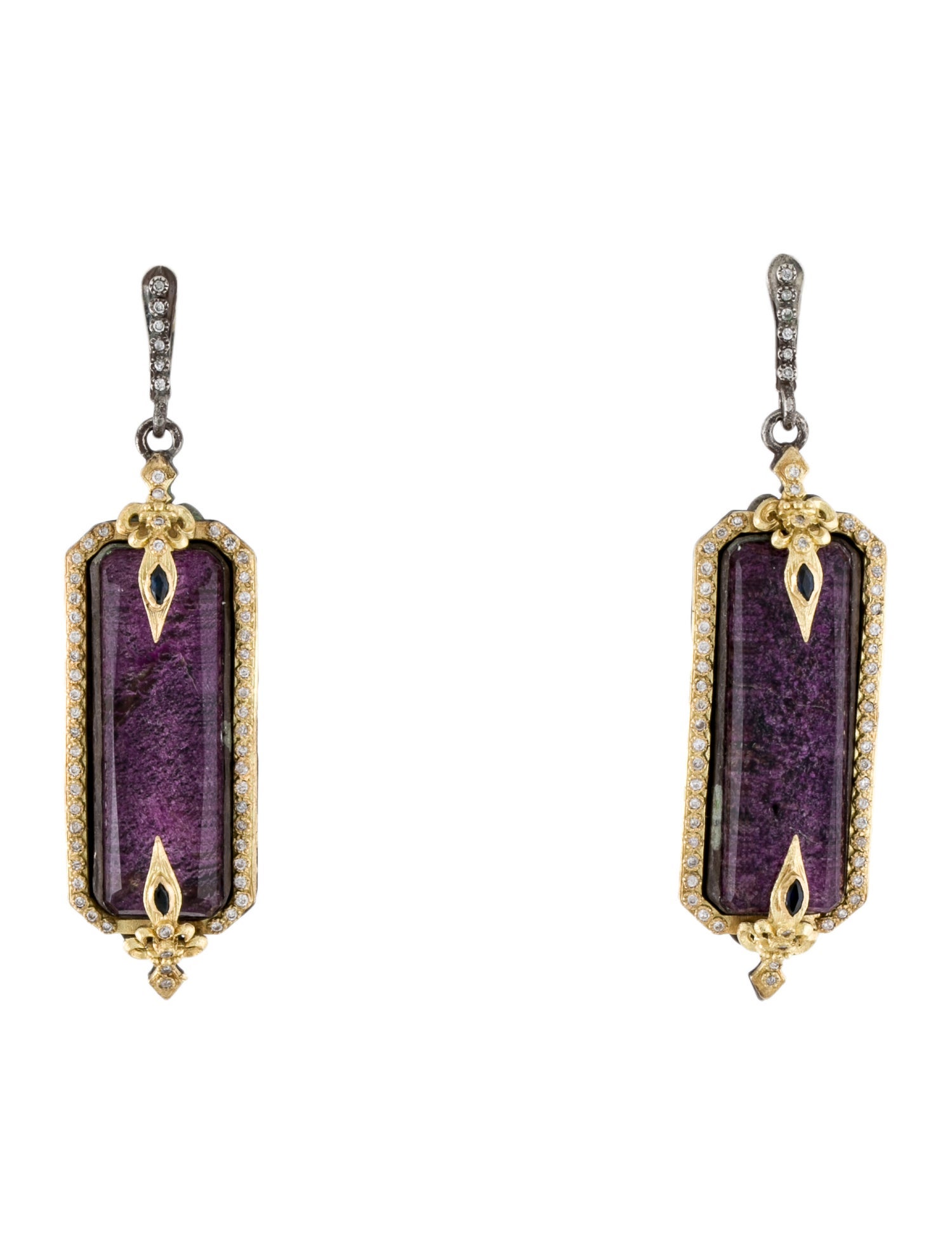 Armenta Sugilite Doublet, Sapphire & Diamond Drop Earrings