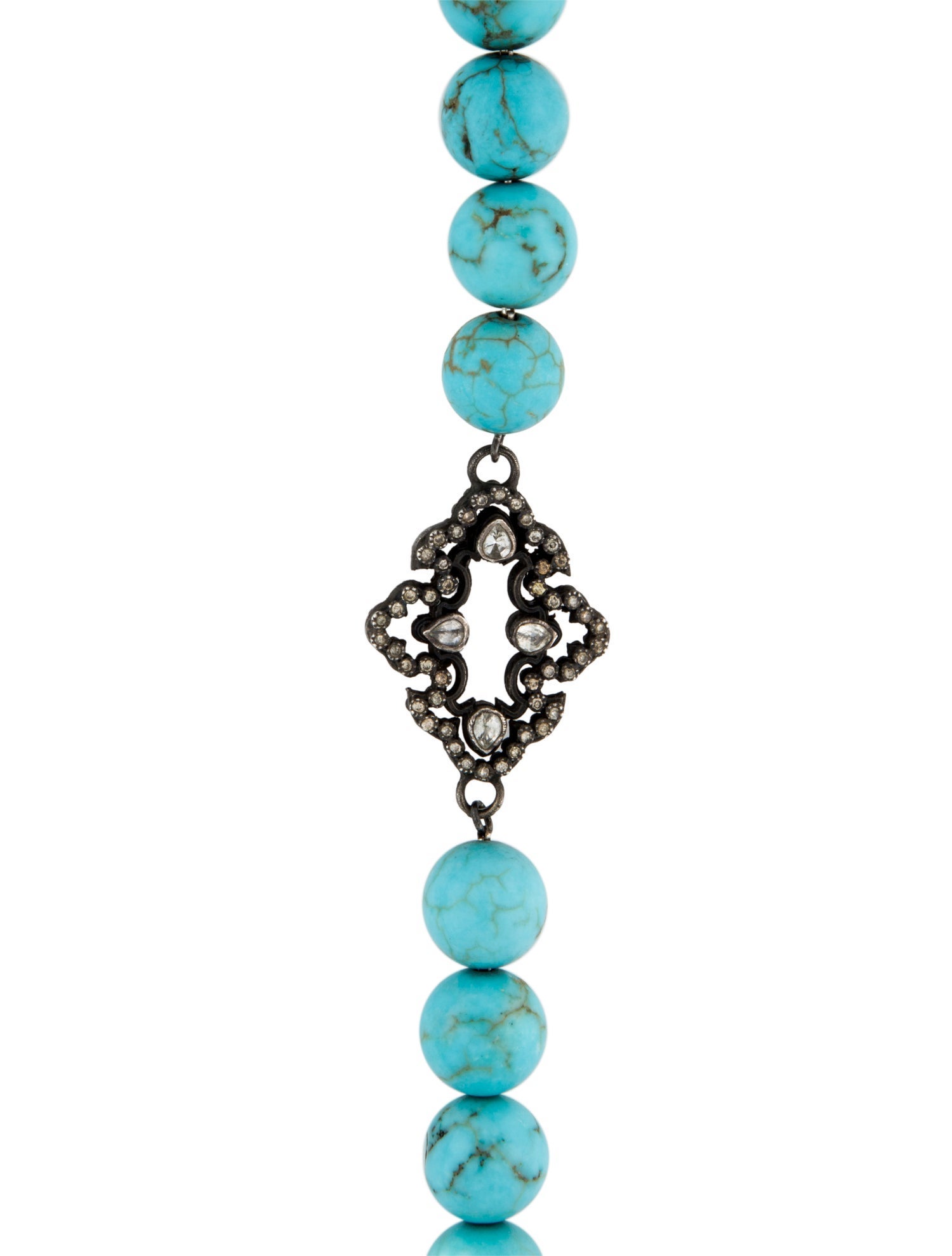 Armenta Dyed Magnesite, Sapphire & Diamond Scroll Bead Strand Necklace