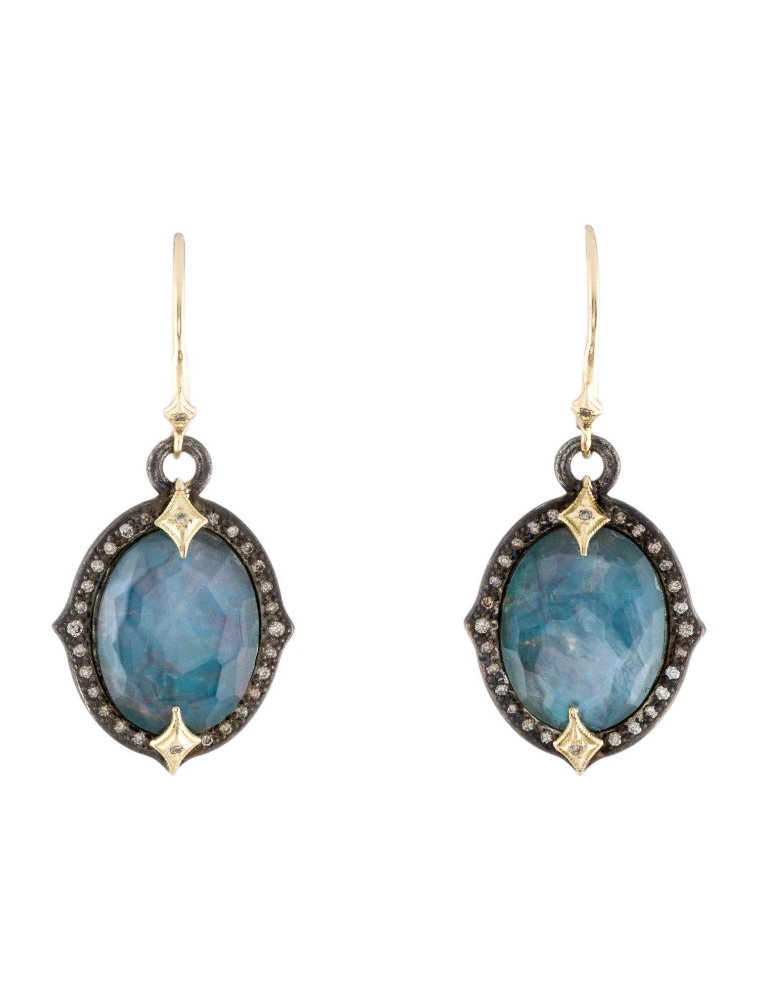 Armenta Mother of Pearl, Chrysocolla & Quartz Triplet Diamond Earrings