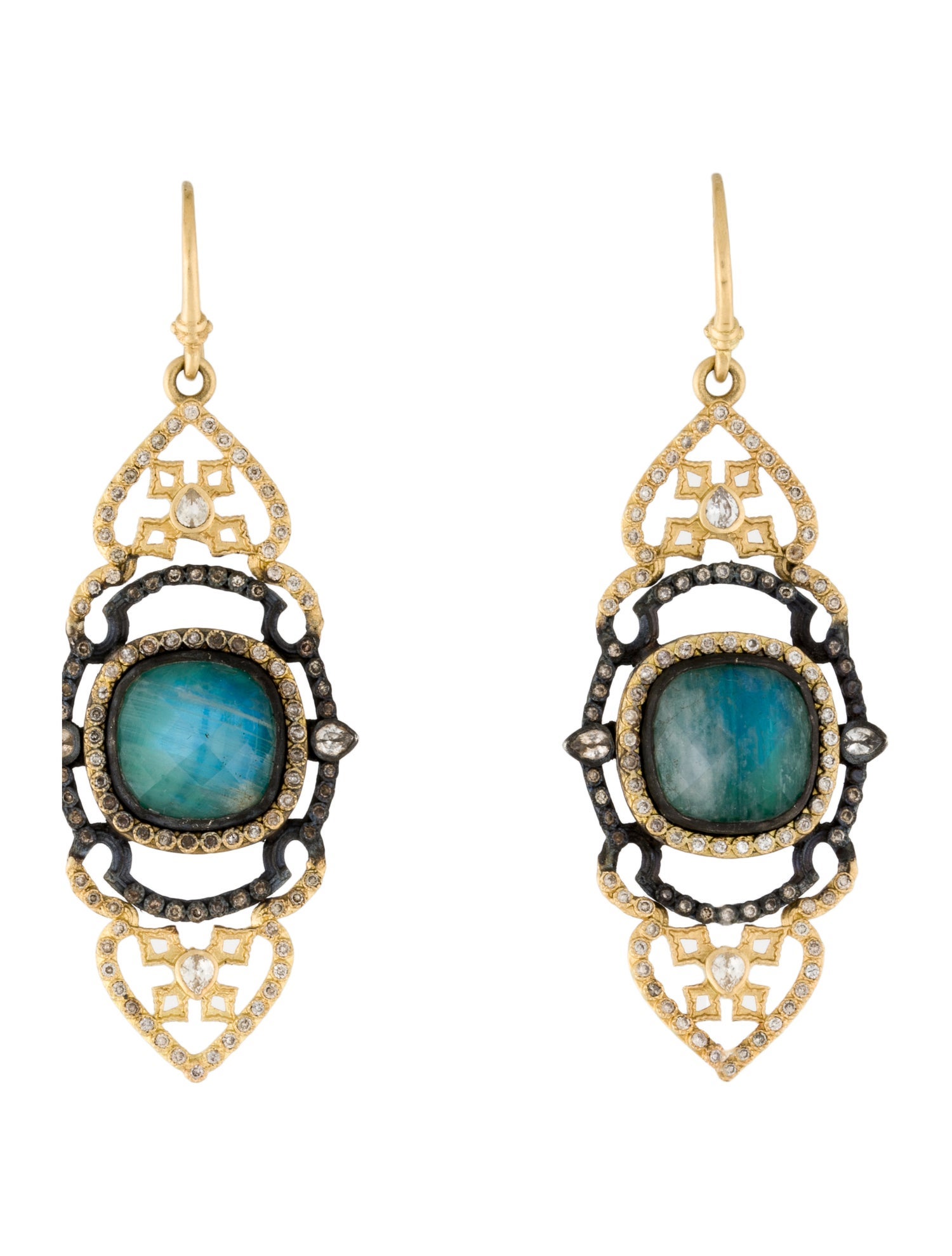 Armenta Armenta Malachite & Moonstone Labradorite Doublet, Sapphire & Diamond Drop Earrings