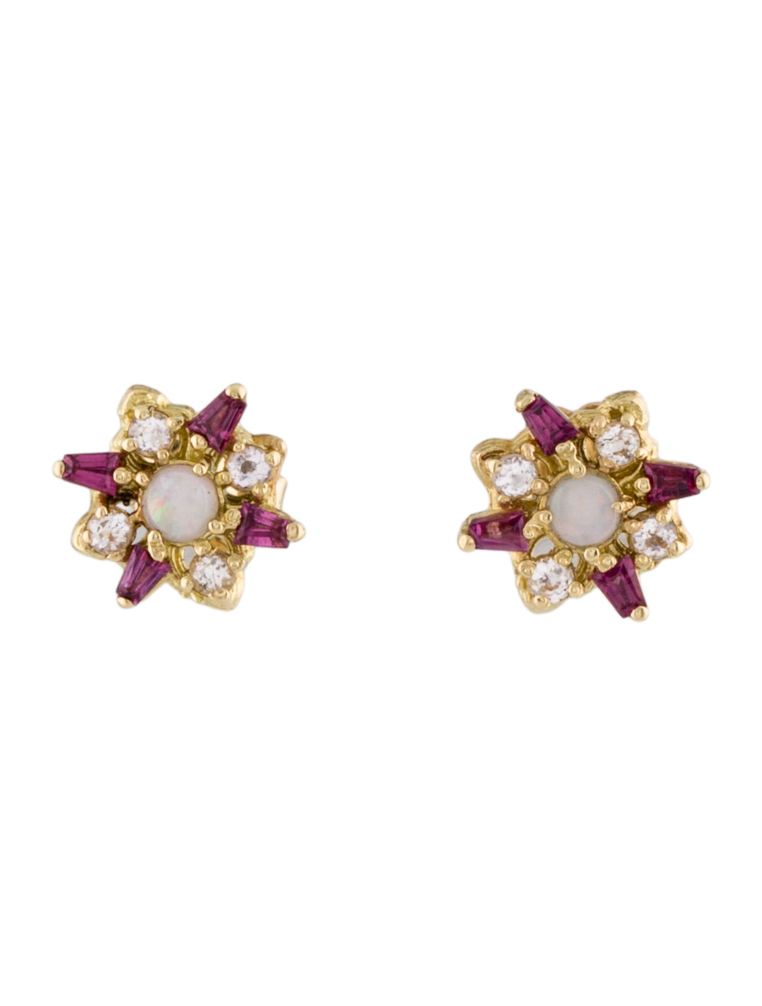 Armenta 14K Opal, Morganite & Rhodolite Stud Earrings
