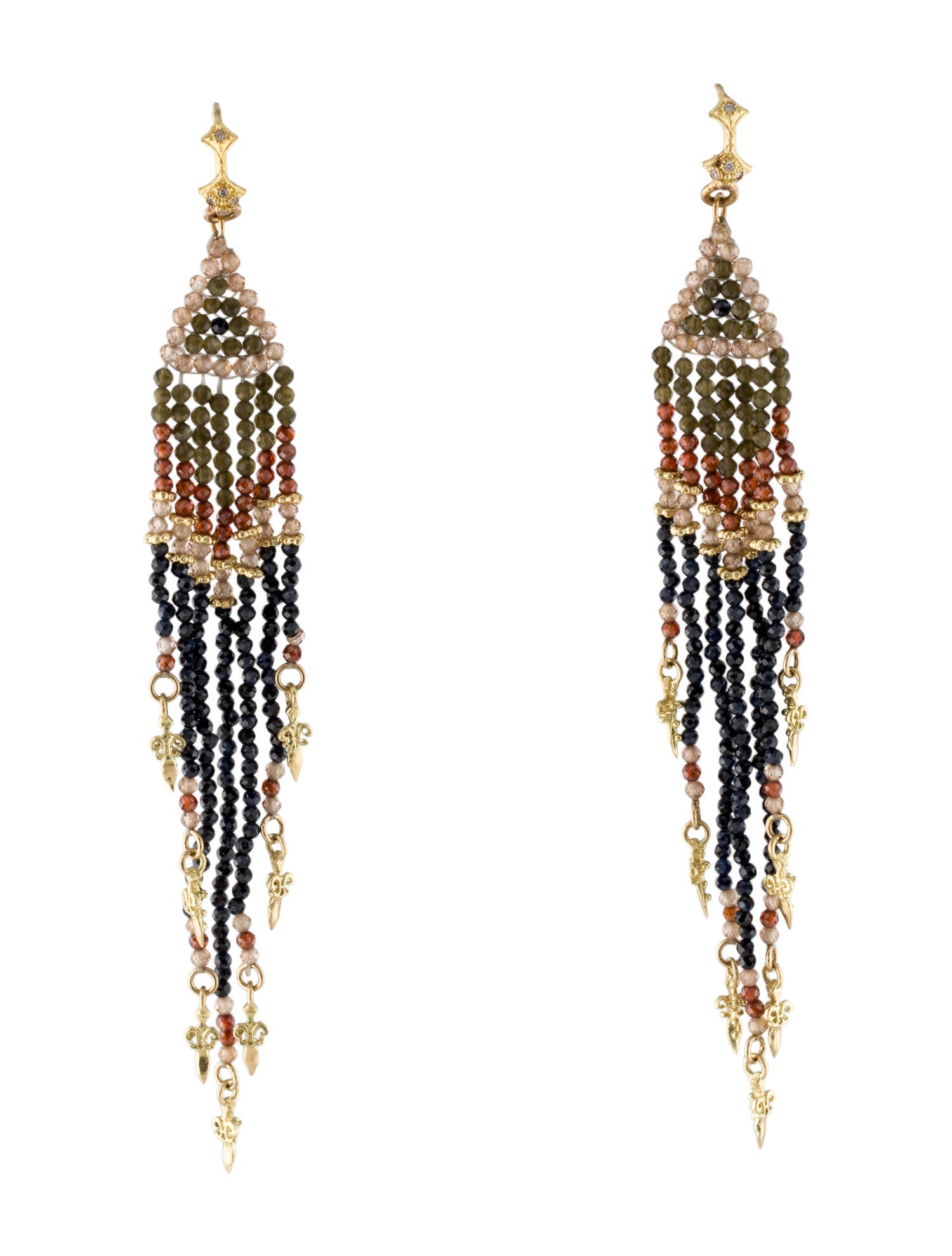 Armenta 18K Multistone Feather Drop Earrings