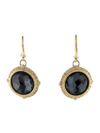 Armenta Hematite Quartz Doublet & Diamond Drop Earrings