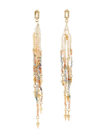 Armenta 18K Spinel & Zircon Beaded Feather Drop Earrings