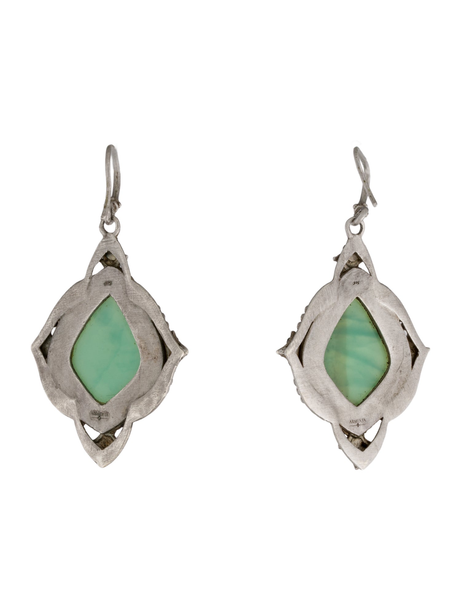 Armenta Moonstone Labradorite & Dyed Chalcedony Doublet & Diamond Drop Earrings