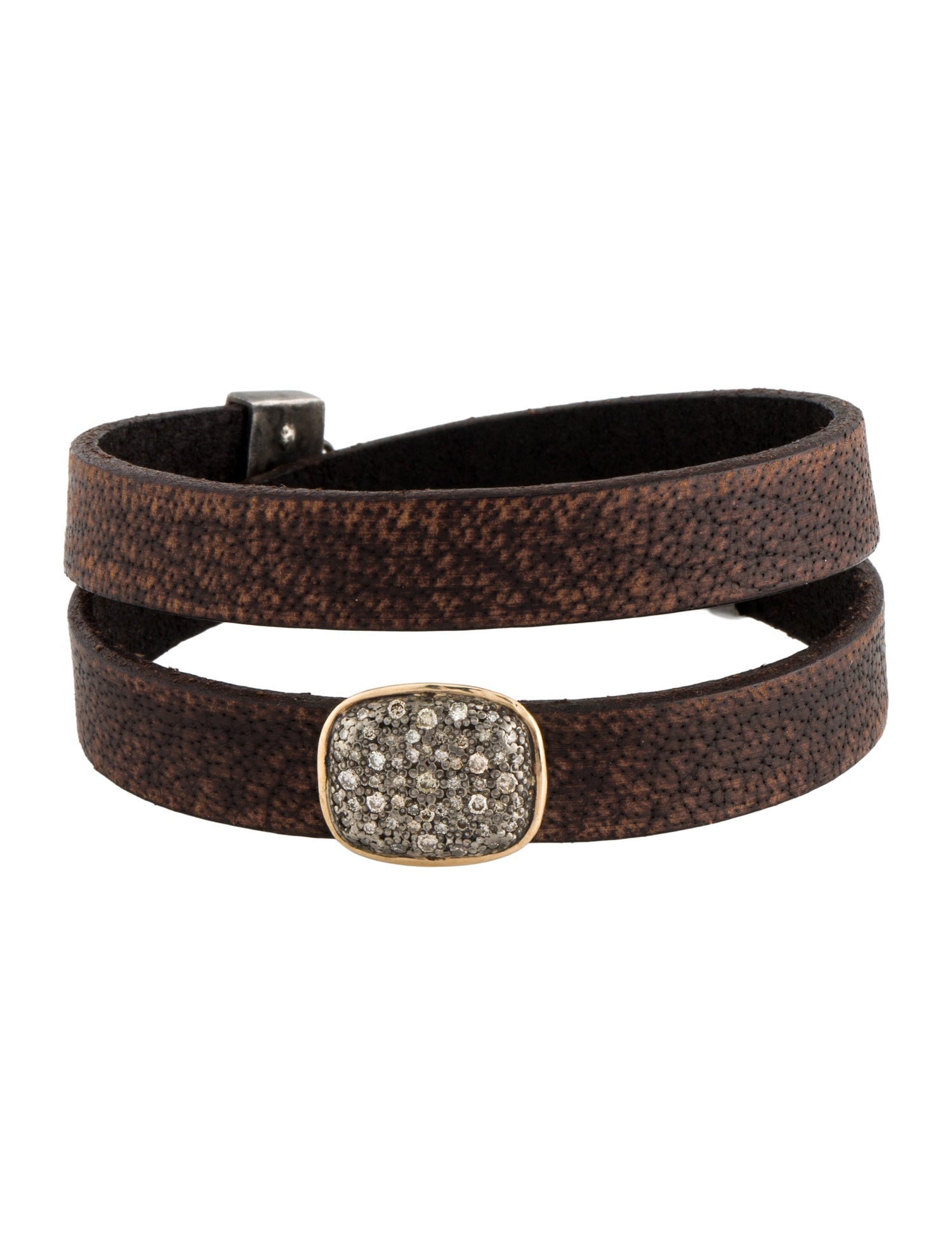 Armenta Diamond Leather Medallion Wrap Bracelet