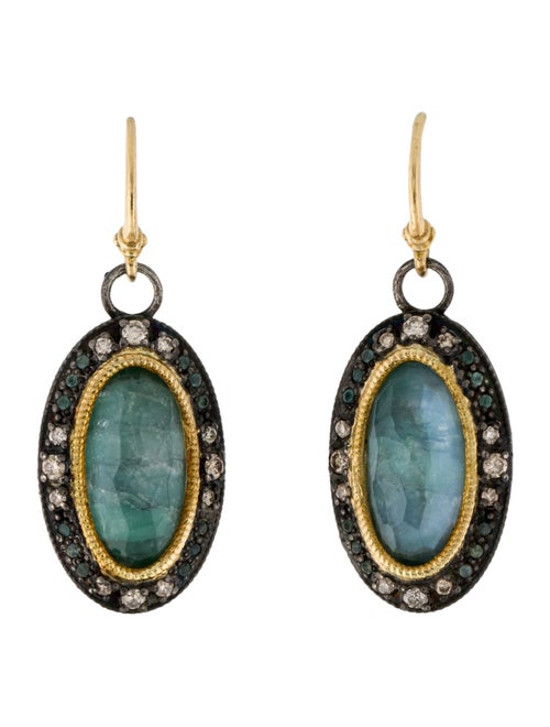 Armenta Diamond, Quartz Doublet & Tourmaline Oval Drop Earrings