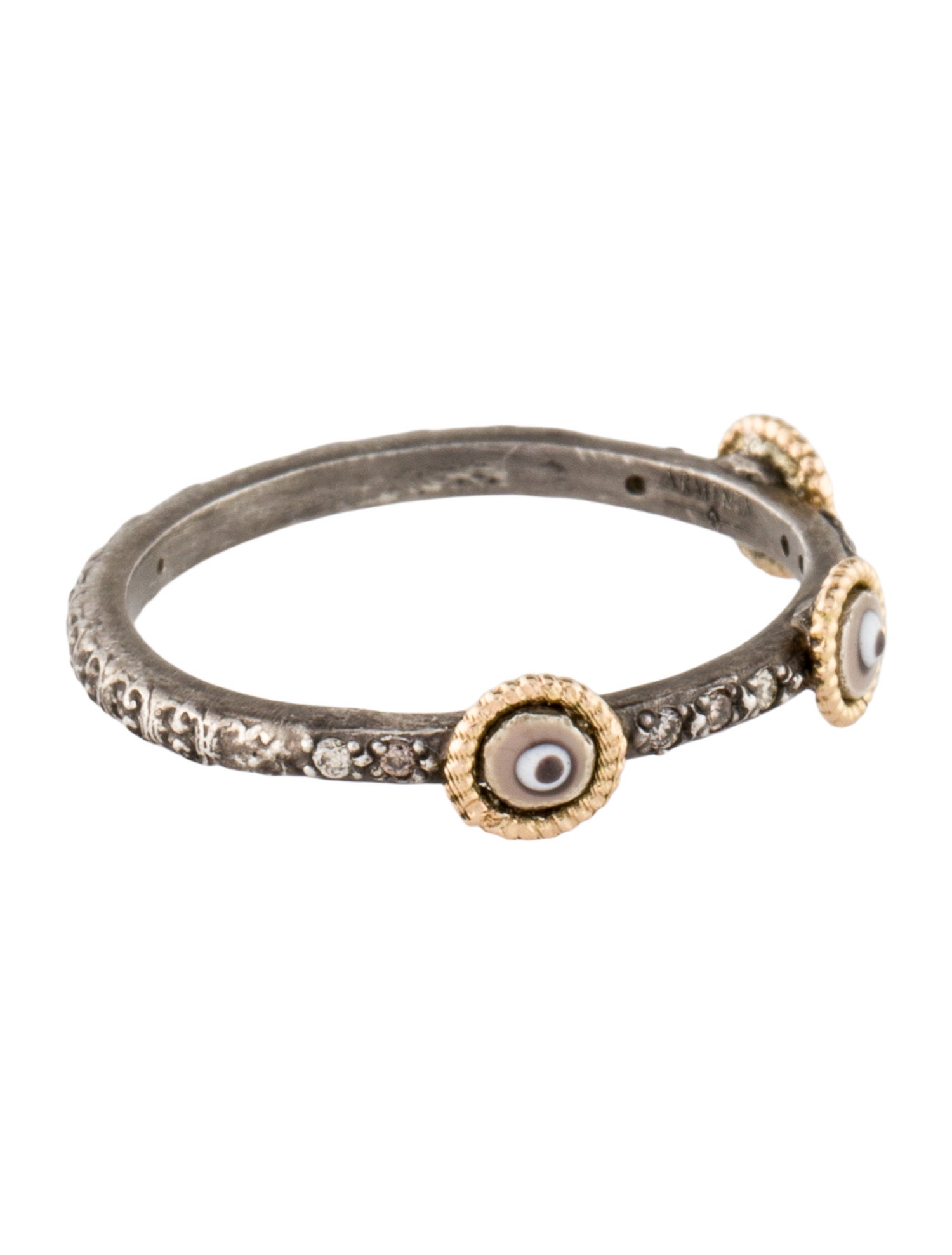 Armenta Diamond & Enamel Evil Eye Stack Band
