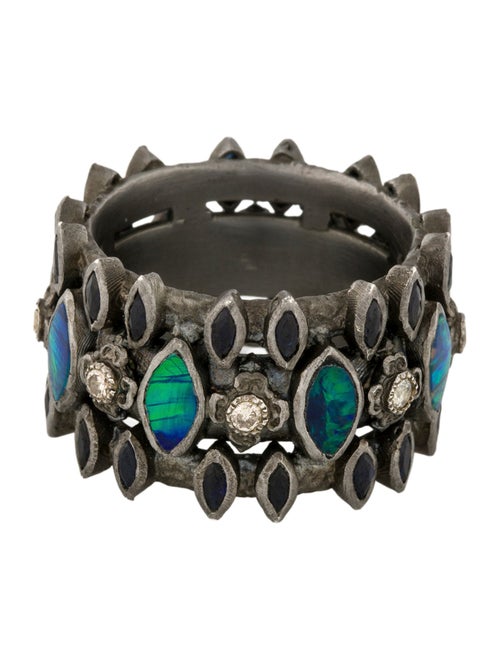 Armenta Opal, Sapphire, & Diamond Wide Band