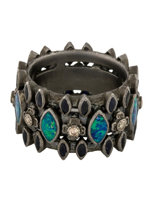 Armenta Opal, Sapphire, & Diamond Wide Band